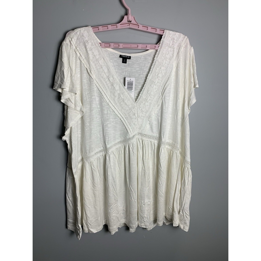 NWT Torrid Knit V-Neck Lace Inset‎ Babydoll Top 4X - Picture 6 of 12